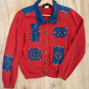 Vintage Christina Hope patchwork southwest/western boho Cardigan